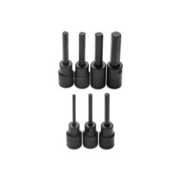 Standard Length Impact Socket Set, Hex Tip, 3/8 in Square Drive, 7 Pieces, Alloy Steel, Black Oxide