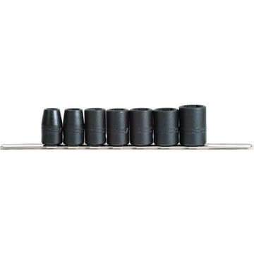 Universal Deep Length Impact Socket Set, 6-Point, 1/2 in Square Drive, 7 Pieces, Alloy Steel, Black Oxide