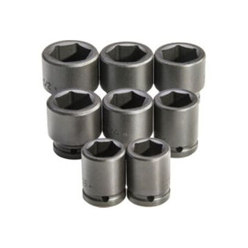 Impact Socket Set, 6-Point, 3/4 in Square Drive, 8 Pieces, Alloy Steel, Black Oxide