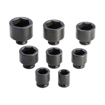 Impact Socket Set, 6-Point, 3/4 in Square Drive, 8 Pieces, Alloy Steel, Black Oxide