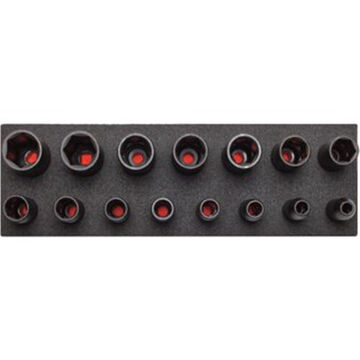 Deep Length Impact Socket Set, 6-Point, 1/2 in Square Drive, 15 Pieces, Alloy Steel, Black Oxide