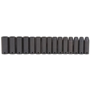 Thin Wall Impact Socket Set, 15 Pieces, Black Oxide