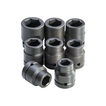 Impact Socket Set, 6-Point, 1 in Square Drive, 8 Pieces, Alloy Steel, Black Oxide
