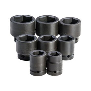 Impact Socket Set, 6-Point, 1 in Square Drive, 8 Pieces, Alloy Steel, Black Oxide