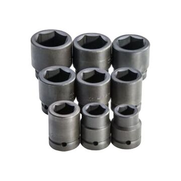 Impact Socket Set, 6-Point, 1 in Square Drive, 9 Pieces, Alloy Steel, Black Oxide