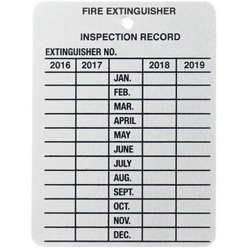 Étiquette d'inspection mensuelle pour extincteur, 3 pouce ht, 2.25 pouce wd, métal
