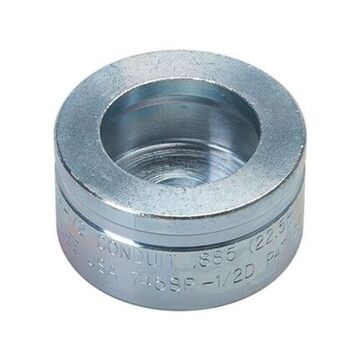 Knockout Die, Round, 1/2 In Conduit/pipe, 0.855 In Knockout Inner Dia, Carbon Alloy Steel, 10 Ga