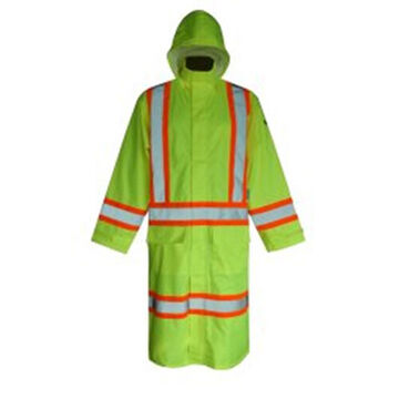 Safety Long Jacket, Men's, 2XL, Lime Green, Polyester, Polyurethane, 51 in Chest