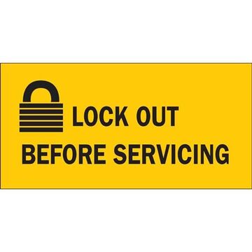 Lockout Tagout Sign, 2.25 in ht, 2 in wd, Yellow, Polyester, Self-Adhesive