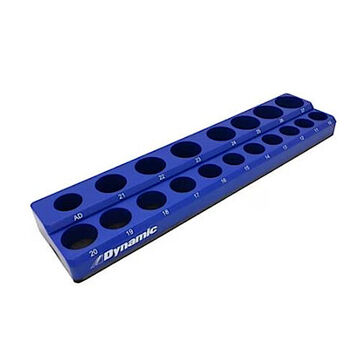 Magnetic Socket Organizer, 3.5 in Overall wd, 1.25 in dp, 14.25 in ht, 19 Pockets, Polymer
