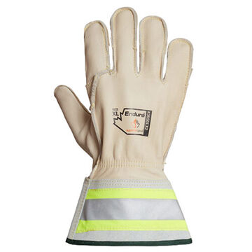 Lineman Gloves, Horsehide Palm, White/lime, Leather