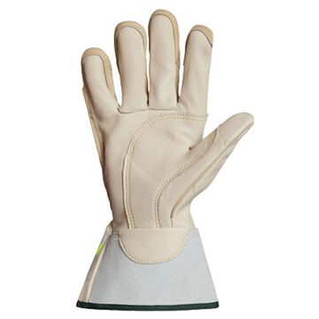 Lineman Gloves, Horsehide Palm, White/lime, Leather
