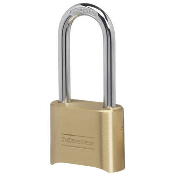 Combination Resettable Lockout Padlock, Gold, Brass, 5/16 in Shackle dia, 2-1/4 in Shackle ht