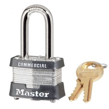 Commercial Lockout Padlock, Alike, Gray, Laminated Steel, 9/32 in Shackle dia, 3/4 in Shackle ht