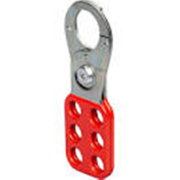 Moraillon de verrouillage de sécurité, 6 cadenas maximum, diamètre de l'anse du cadenas de 0.28 pouce, rouge, acier, 4-1/2 pouce lg