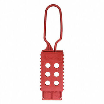 Lockout Hasp Non-conductive, 6 Maximum Padlocks, 5/16 In Padlock Shackle Dia, Red, Plastic, 6-7/8 In Lg