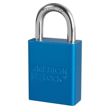 Commercial Lockout Padlock, Alike, Blue, Anodized Aluminum, 1/4 in Shackle dia, 1 in Shackle ht