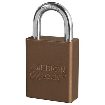 Commercial Lockout Padlock, Alike, Brown, Anodized Aluminum, 1/4 in Shackle dia, 1 in Shackle ht