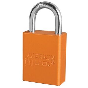 Commercial Lockout Padlock, Alike, Orange, Anodized Aluminum, 1/4 in Shackle dia, 1 in Shackle ht