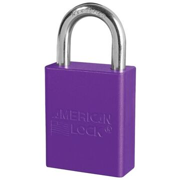 Commercial Lockout Padlock, Alike, Purple, Anodized Aluminum, 1/4 in Shackle dia, 1 in Shackle ht