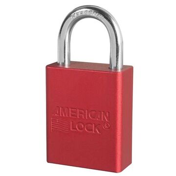 Commercial Lockout Padlock, Alike, Red, Anodized Aluminum, 1/4 in Shackle dia, 1 in Shackle ht