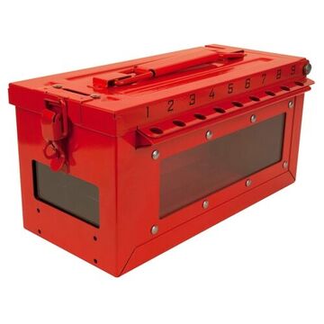 Lock Box, 12-1/32 in ht, 6-27/64 in wd, Red