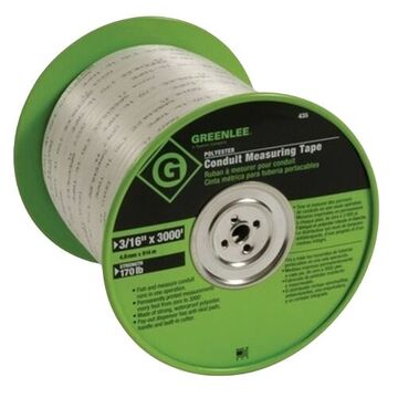 Pulling Measuring Tape, 3000 ft Blade lg, 3/16 in Blade wd, Polyester Blade