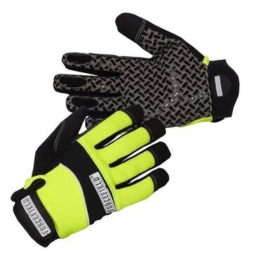 Forcefield Sticky Mechanic Gloves, XL, Silicone Palm, Lime, Tread Pattern