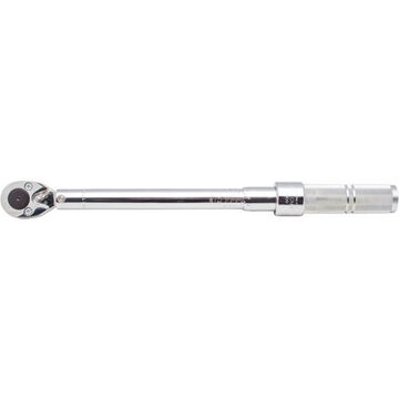 Micrometer Torque Wrench, 3/8 in Drive, 16 to 80 ft-lb, Ratcheting, 0.5 ft-lb, 15-1/32 in lg