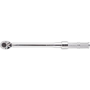 Micrometer Torque Wrench, 1/2 in Drive, 16 to 80 ft-lb, Ratcheting, 0.5 ft-lb, 15-1/32 in lg