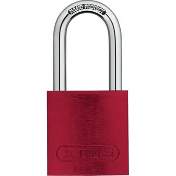 Padlock, Keyed Alike, Red, Aluminum, 1/4 in Shackle dia, 1 in Shackle ht