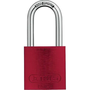 Padlock, Keyed different, Aluminum, 1/4 in Shackle dia, Red