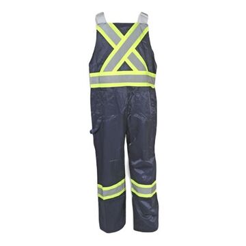 Traffic Safety Overall, 2XL, Navy Blue, Poly/Cotton, 27-1/2 in Chest