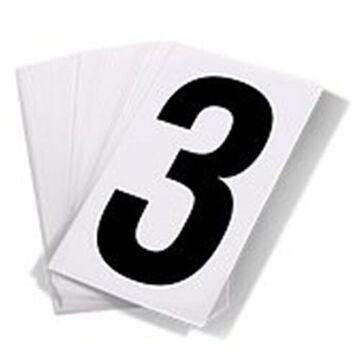 Truck Placard Numbering Kit, 3 Character, 3-1/2 in Character ht, Black on White, 4 in ht, 2.125 in Overall wd