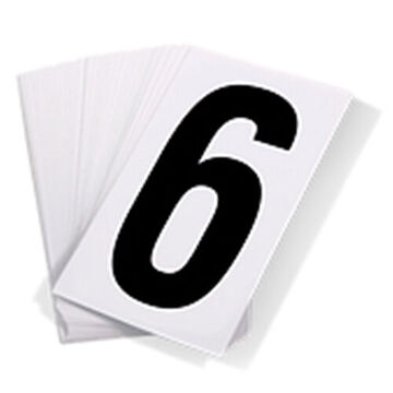Truck Placard Numbering Kit, 6 Character, 3-1/2 in Character ht, Black on White, 4 in ht, 2.125 in Overall wd