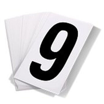 Truck Placard Numbering Kit, 9 Character, 3-1/2 in Character ht, Black on White, 4 in ht, 2.125 in Overall wd