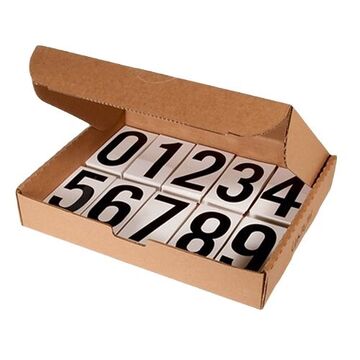 Truck Placard Numbering Kit, 0 to 9, 3-1/2 in Character ht, Black on White, 4 in ht, 2.125 in Overall wd