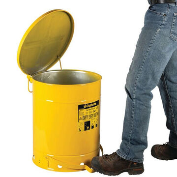 Hands-Free Oily Waste Can, 14 gal, 16.063 in dia, 20.25 in ht, Steel, Yellow
