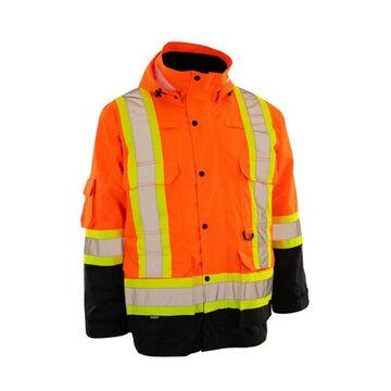 High Visibility Parka, 2XL, Orange, Polyester, 50 to 52 in Chest