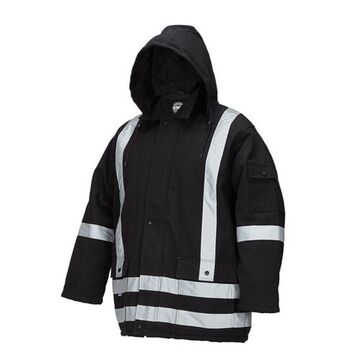 Canvas Parka, 2XL, Black, Cotton, 50 to 52 in Chest