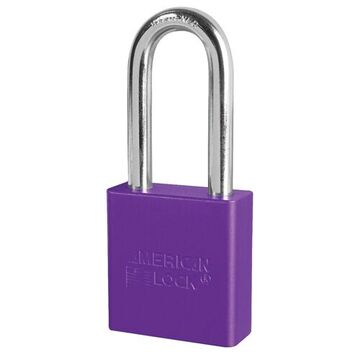 Padlock, Keyed Alike, Purple, Aluminum, 5/16 in Shackle dia, 2 in Shackle ht