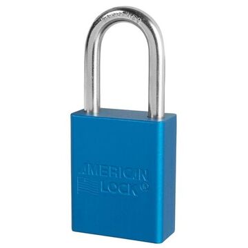 Safety Padlock, Keyed different, Blue, 1/4 in Shackle dia
