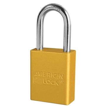Safety Padlock, 1/4 in Shackle dia, Yellow