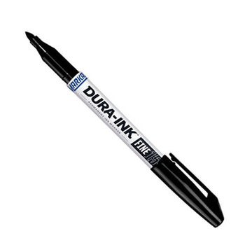 Permanent Marker, Black, Fine, 1/16 in Tip, Durable Plastic