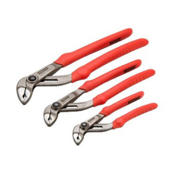 Lock Joint Plier Set, ASME, 3 Pieces, Steel, Red Handle
