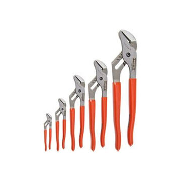 Groove Joint Plier Set, ASME B107.23-2004, 5 Pieces, Steel, Red Handle