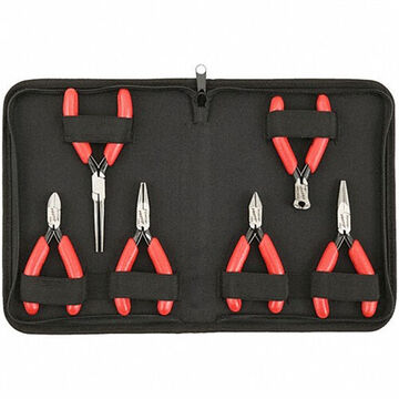ESD Precision Miniature Plier Set, 6 Pieces, Alloy Steel, Red