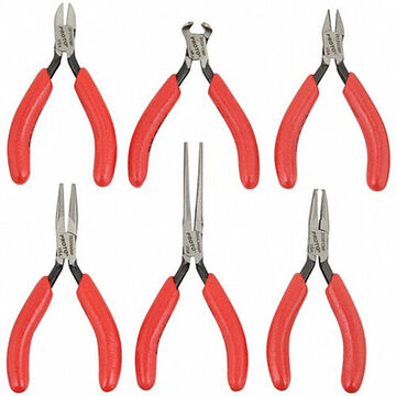 ESD Precision Miniature Plier Set, 6 Pieces, Alloy Steel, Red