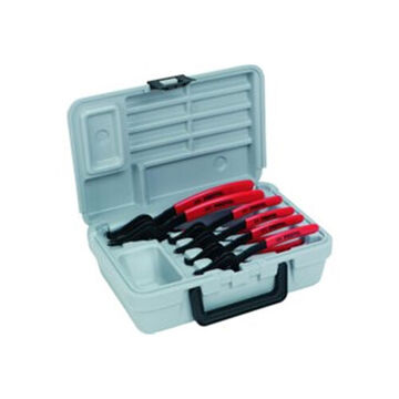 Convertible Retaining Ring Plier Set, ANSI B107.19, US Federal GGG-P-480, 6 Pieces, Alloy Steel, Red Handle