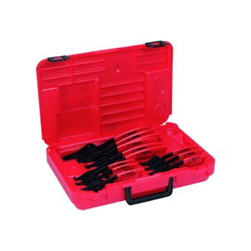 Convertible Retaining Ring Plier Set, ANSI B107.19, US Federal GGG-P-480, 12 Pieces, Alloy Steel, Red Handle